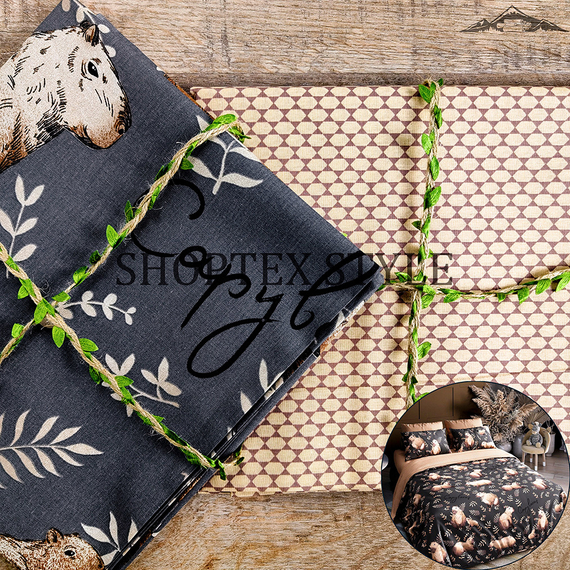 Поплин &quot;Капибары тёмные&quot; | ш.150 см | 115 г/м² | хлопок-100%