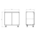 Кухонный модуль напольный 80 см Валенсия 2 двери без столешницы, с дубовой панелью, на ножках / белый, массив дуба