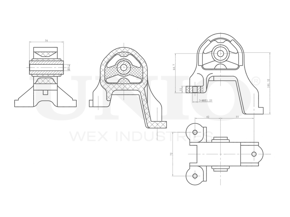 Опора заднего дифференциала UNIO RMP-15104