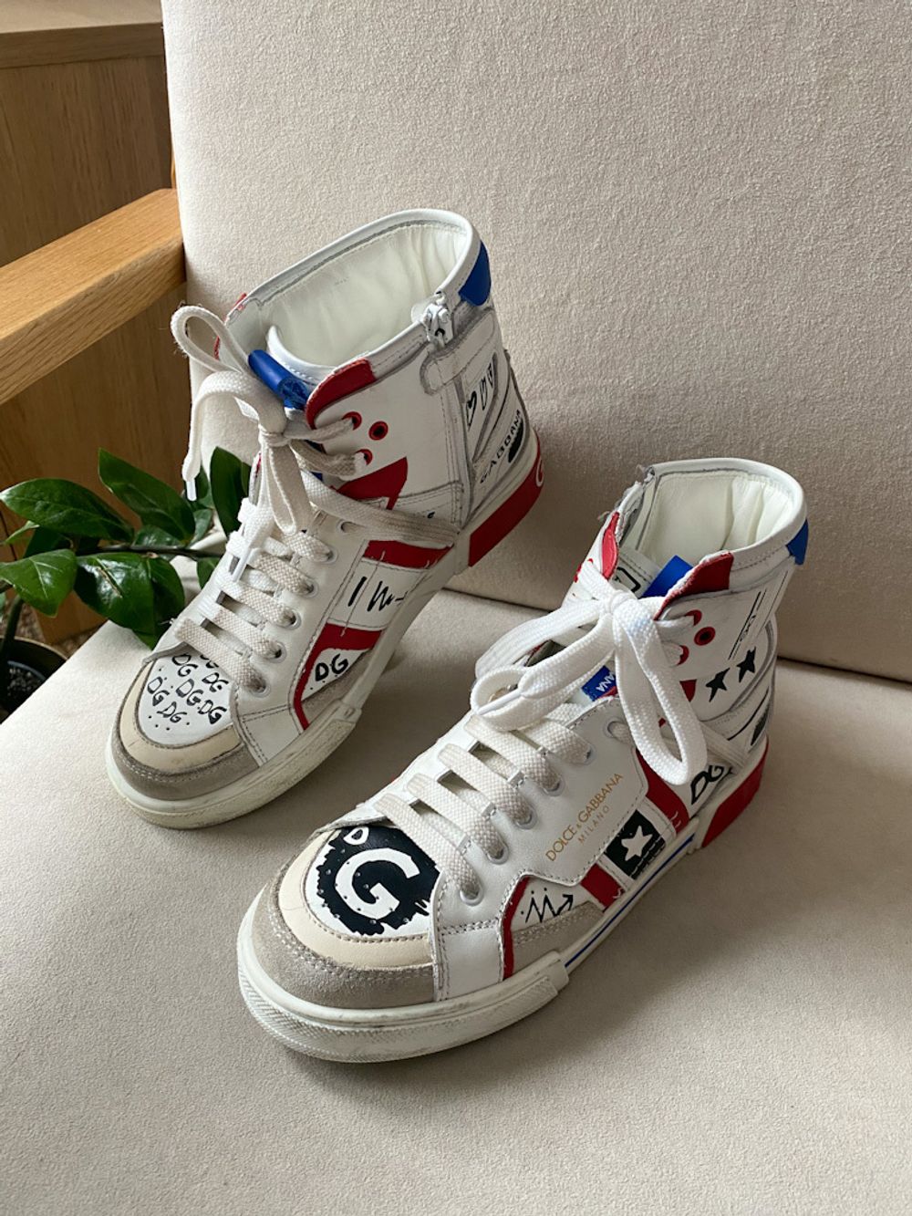 Высокие кожаные кеды  Dolce&Gabbana, 34,5