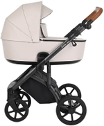 Детская коляска Roan Bass Next Кожа 3 в 1 с автокреслом Avionaut Silver Black RN084/1 Кожа Island Stone /Black