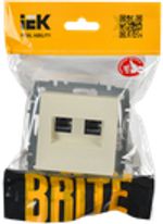 BRITE Розетка компьютерная двойная RJ45 кат.6 РК11-2-БрКр бежевый IEK