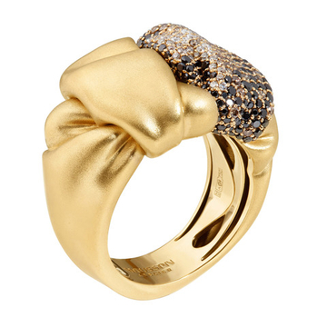 Кольцо с Белыми, Черными и Шампань Бриллиантами, R0132-2/6