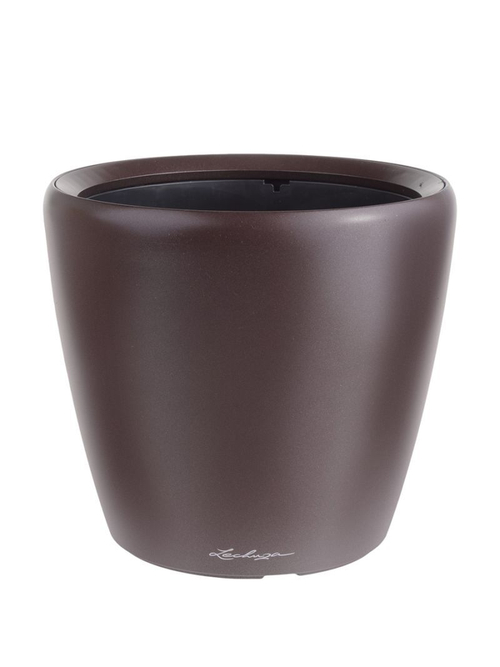 Кашпо Lechuza "Classico LS Complete espresso metallic" (пластик), D35xH33 см