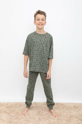 Пижама  для мальчика  КБ 2823/зеленый чай,геометрия