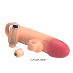 Телесная вибронасадка на пенис с подхватом мошонки - 20 см. (Цвет: телесный)