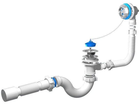 Сифон для ванны 1 1/2 АНИ с гибкой трубой 40х50 (Е155)