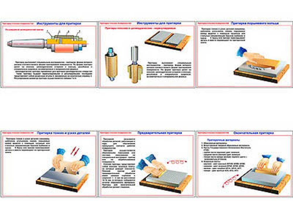 Плакаты ПРОФТЕХ &quot;Притирка плоских поверхностей&quot; (6 пл, винил, 70х100)