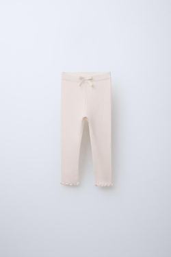 ZARA ОДНОТОННЫЕ ЛЕГИНСЫ В РУБЧИК, ЭКРЮ