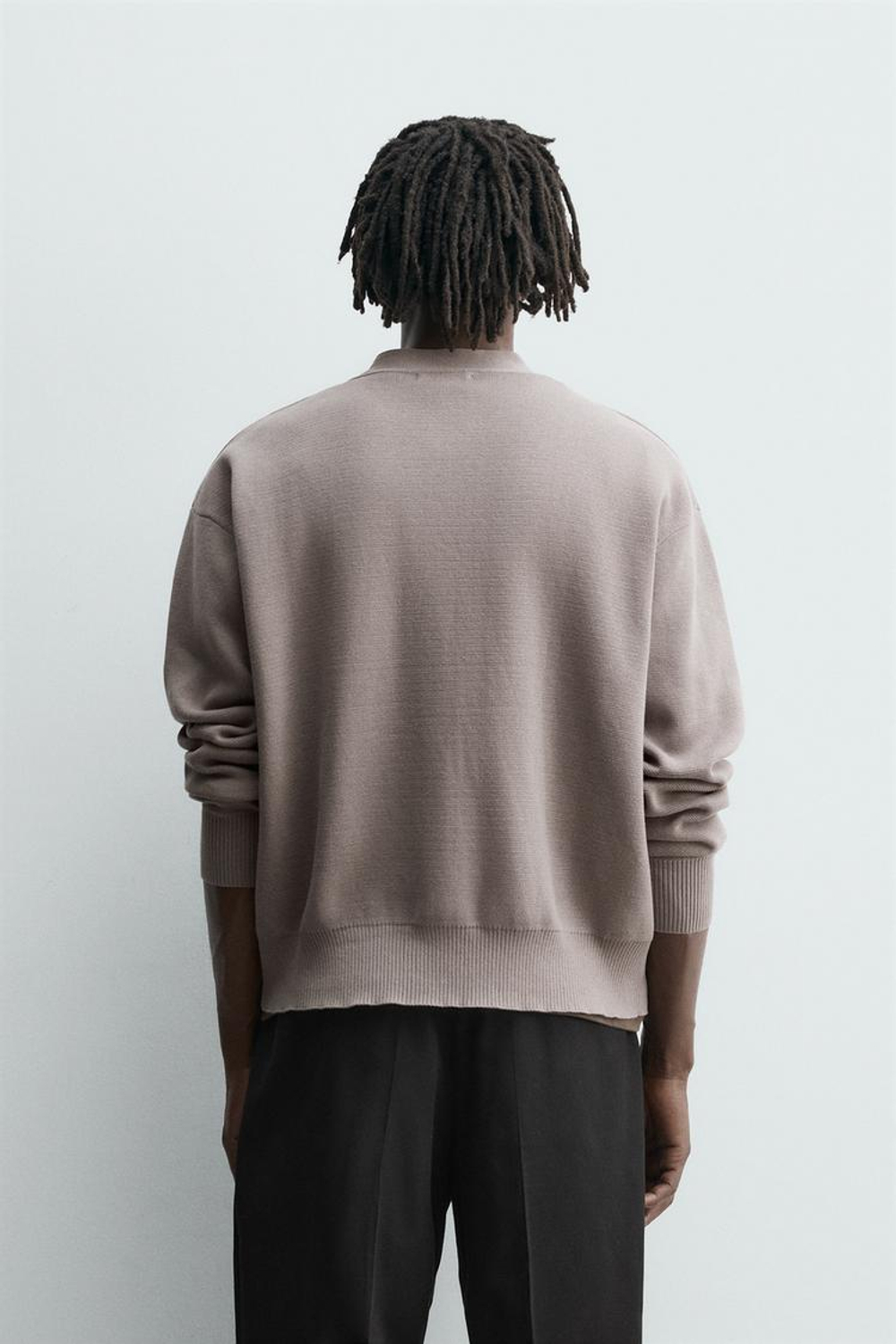 ZARA КАРДИГАН ИЗ РЕЛЬЕФНОГО ХЛОПКА, СЕРО-КОРИЧНЕВЫЙ