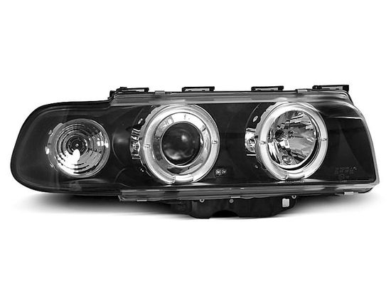 Передние фары angel eyes led black для BMW 7 E38 94-98