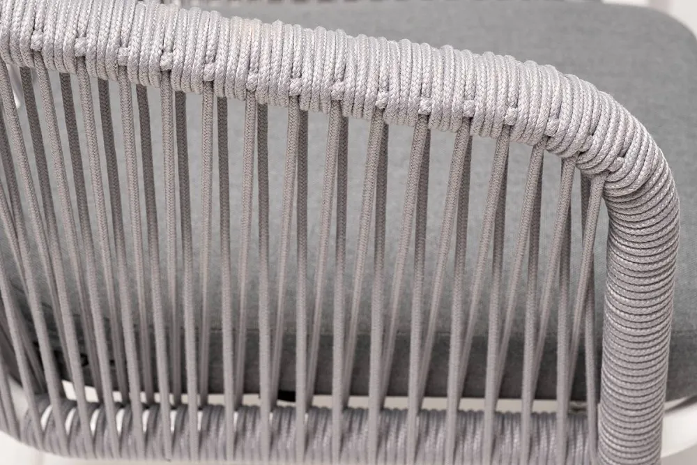 "Малага" обеденная группа на 6 персон со стульями "Марсель", каркас белый, роуп светло-серый