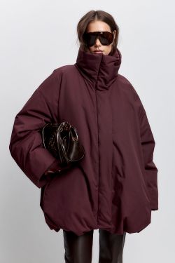 Куртка-баллон зимняя Айсель винного цвета
