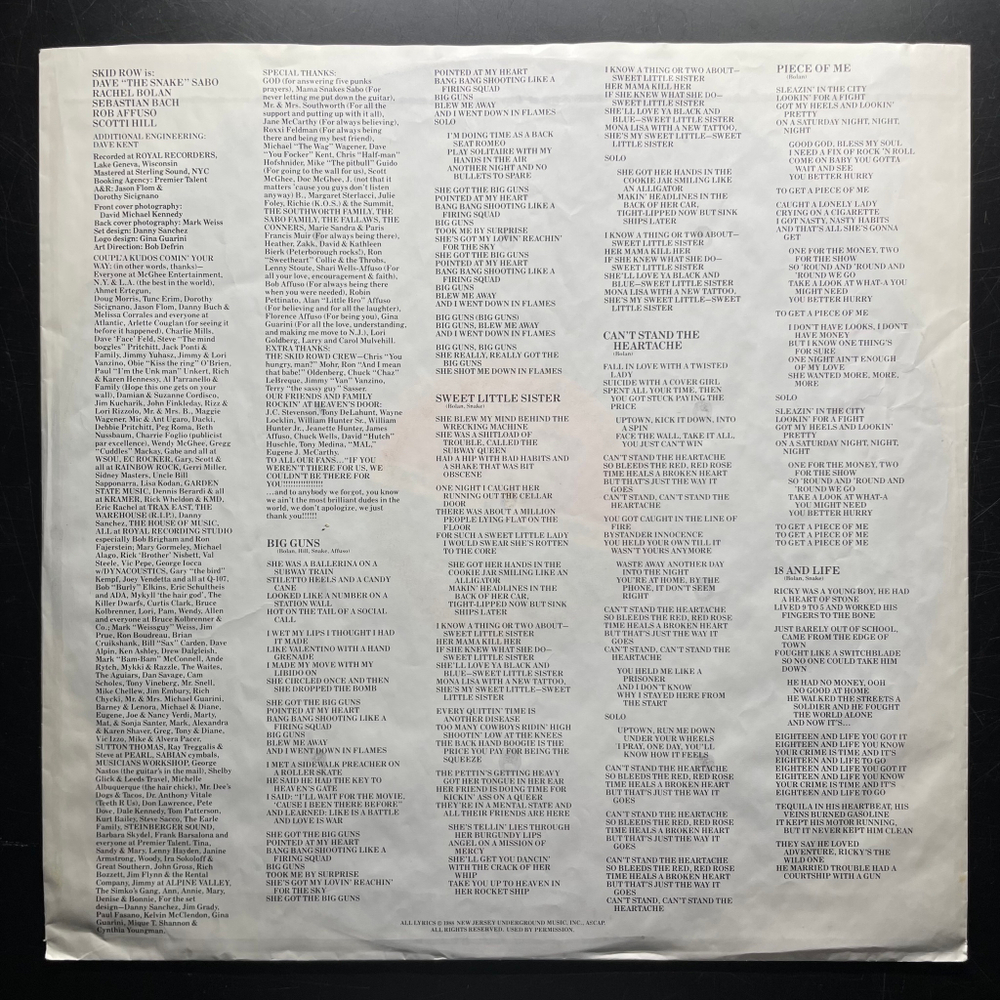 Skid Row ‎– Skid Row 9 (Германия 1989г.)