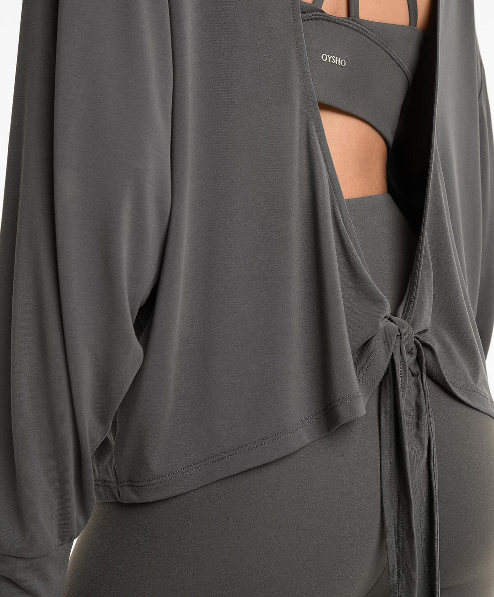 Oysho Футболка с открытой спиной, темно-свинцовый