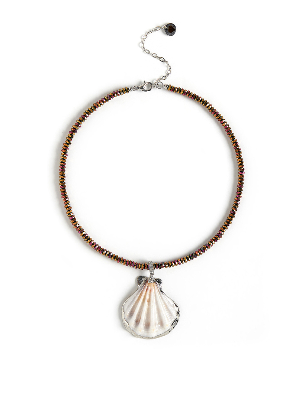 Чокер "Natural shell orange" Silver