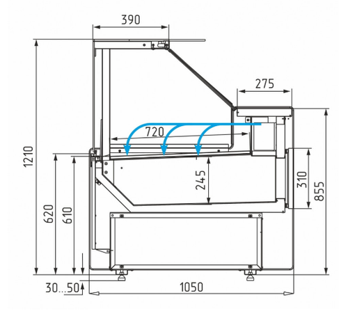 Холодильная витрина CARBOMA BAVARIA 3 GC111 SV 0,94-1 без боковин