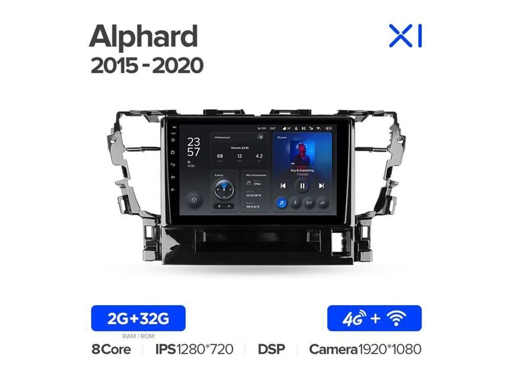 Магнитола Teyes X1 2-32 Wi-Fi + 4G Toyota Alphard H30 2015 — 2020 10.2&quot;