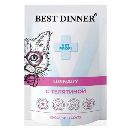Влажный корм для кошек для профилактики МКБ с Телятиной в соусе, 85 г Best Dinner Exclusive Vet Profi Urinary