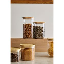 Банка для хранения квадратная Glass Bamboo, 1,1 л