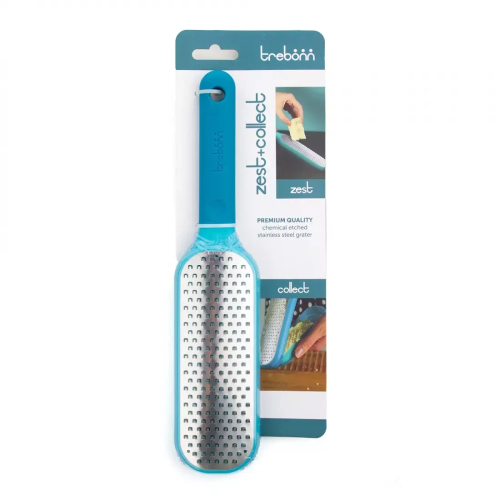 Терка мелкая с ручкой с контейнером 27.5см Trebonn Kitchen Tools голубой