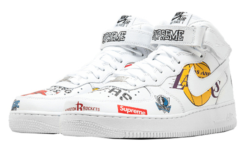 Supreme X Nike Air Force 1 Nba White Hyper Sneakers