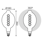 Лампа Gauss LED Filament BT180 8W Е27 620lm 2400К golden flexible 152802008
