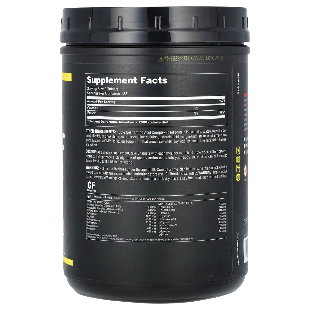 Universal U, Classic Series, 100% аминокислоты из говядины, 400 таблеток