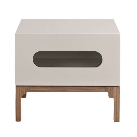 Прикроватная тумбочка 7144/CP2205H серого и орехового дерева с подсветкой