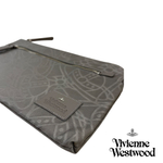 VIVIENNE WESTWOOD СУМКА КЛАТЧ СЕРЫЙ С ТИСНЕНИЕМ ЛОГОТИПА БРЕНДА