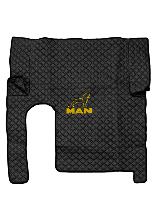Ковры MAN TGX с 1-м ящиком (механика) (экокожа, черный, черный кант, желтая вышивка)