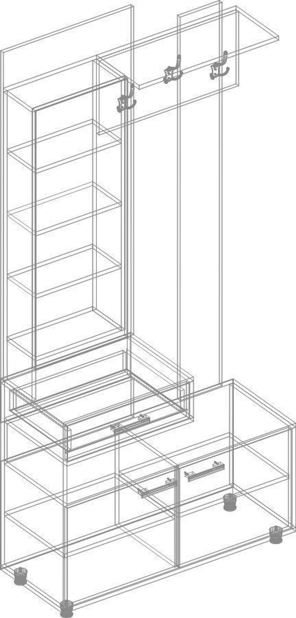 Вешалка с зеркалом "Граф" (Дуб баррик/перламутр), ЛДСП, Велес