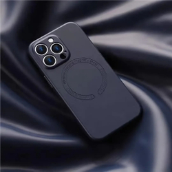 Чехол синего цвета с поддержкой MagSafe для смартфона iPhone 13 Pro, текстура кожи, внутренняя подкладка из микрофибры