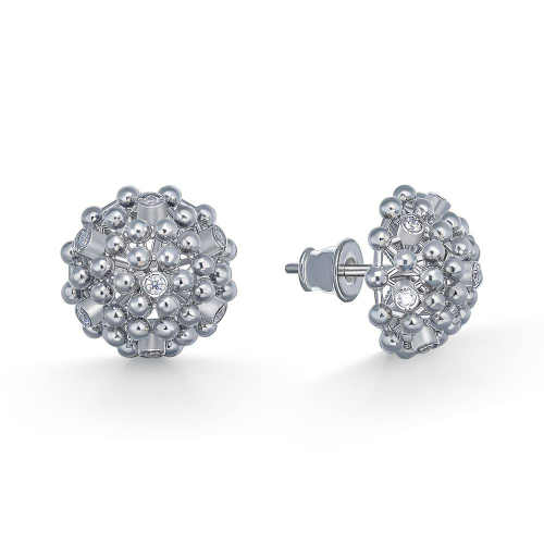 Серьги-пусеты "Одуванчики" с фианитами