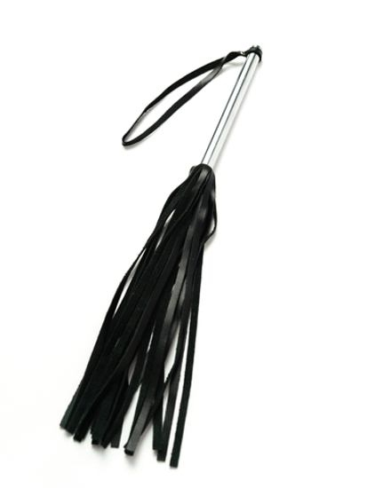 Флоггер Crazy Handmade из черной кожи с хромированной ручкой