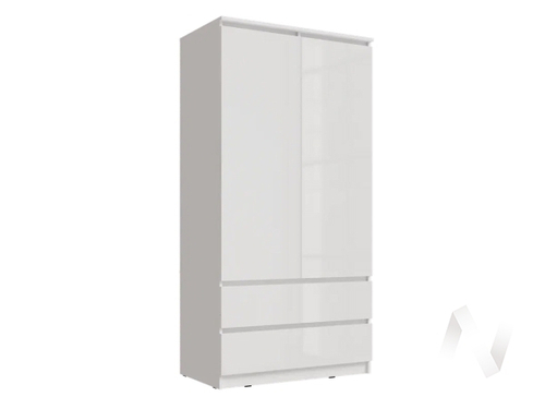 Шкаф 2-х ств (2УПК) комбинированный (Ш) МС Челси (белый/белый глянец холодный)