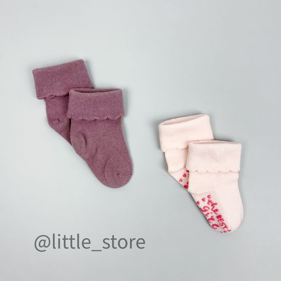 Носочки хлопковые для девочки Ягода/Розовый со стоперами