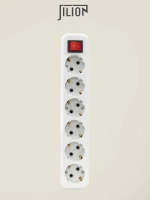 Розетка для удлинителя 6 гнезда с заземлением и выключателем Jilion