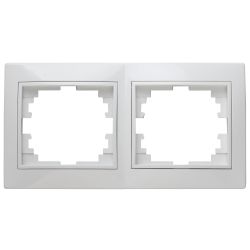 Рамка для розеток и выключателей Intro Plano 1-502-01 на 2 поста горизонтальная, СУ, белый