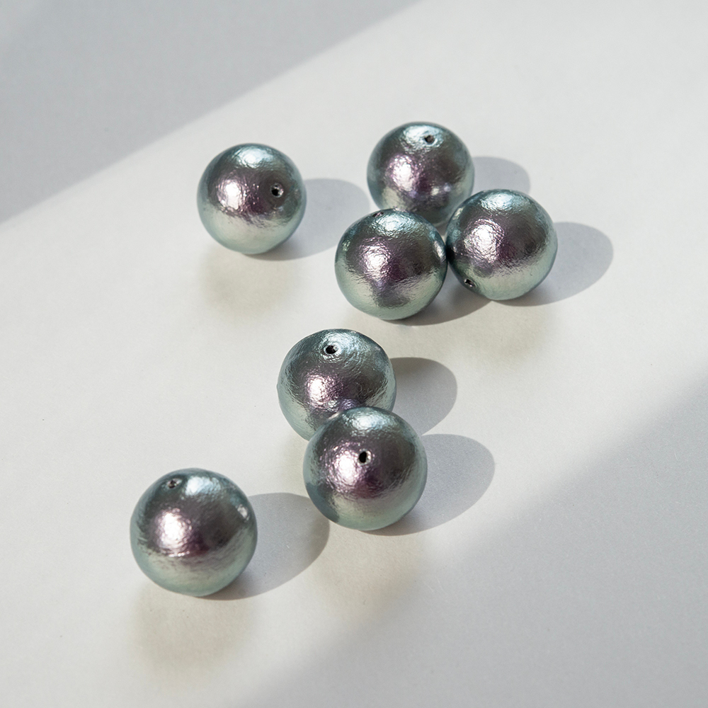 Хлопковый жемчуг, оттенок "Rich Gray", шар 16мм, сквозное отверстие