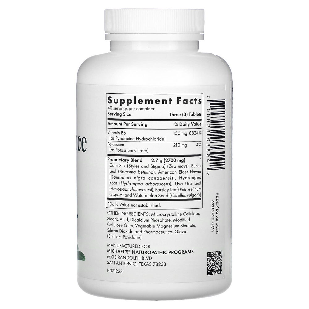 Michael's Health, Water Balance Factors, 120 вегетарианских таблеток