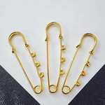 Броши булавки, сталь, позолота, 60мм и 68мм, цена за набор 3 шт