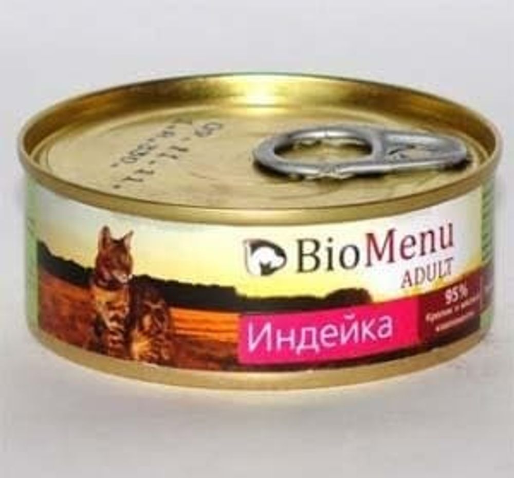 BioMenu Консервы д/кошек мясной паштет с индейкой 100гр