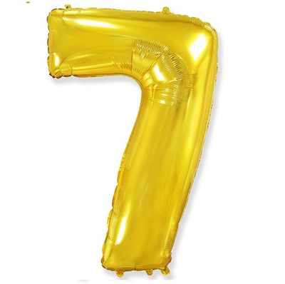 Шар фольга Цифра 7 Gold Золото 102 см с гелием