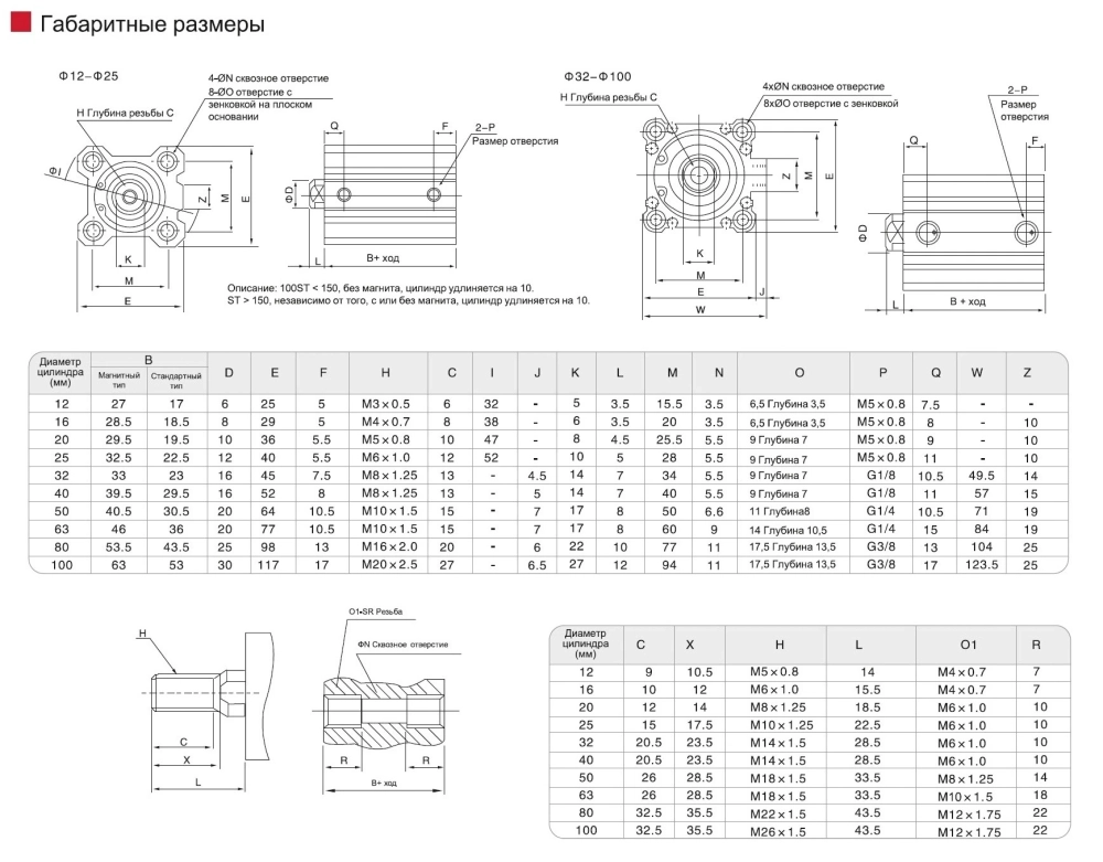 CQ2B25*10S Пневмоцилиндр SNS Pneumatic