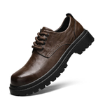XIBUGONGYANG Casual Leather Shoes Men"s Low top Black/Dark Brown