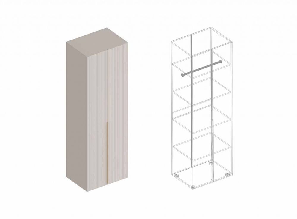 Шкаф 2-ств с полками "Тефия" 700 (штанга в комплекте), (Софт сантьяго/Тефия), МФ Велес, г. Туймазы