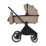 Детская универсальная коляска Adamex Spark 2в1 - Latte Velvet (Бежевая ткань, черная рама)