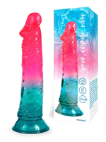 Яркий двухцветный фаллоимитатор с присоской (Цвет: разноцветный)