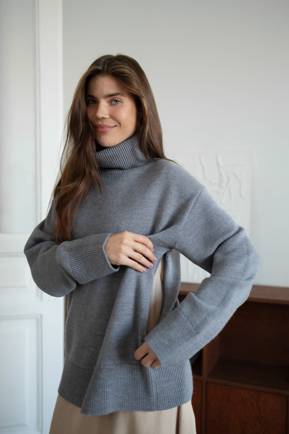 Свитер Алтай для беременных и кормящих мам, Серый